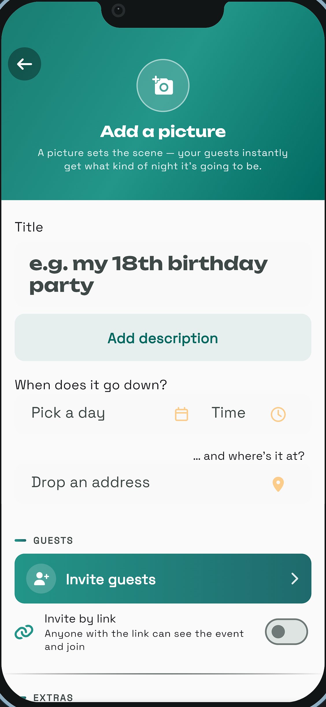 Creating an event in wya